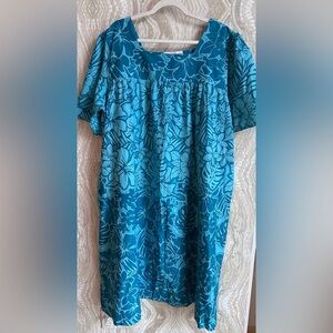 VERMONT COUNTRY STORE womens 2X (20W-22W) Ombre Floral Muumuu DRESS Cotton 46”